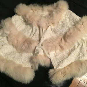 Couture European Designer Evening Top With Fur